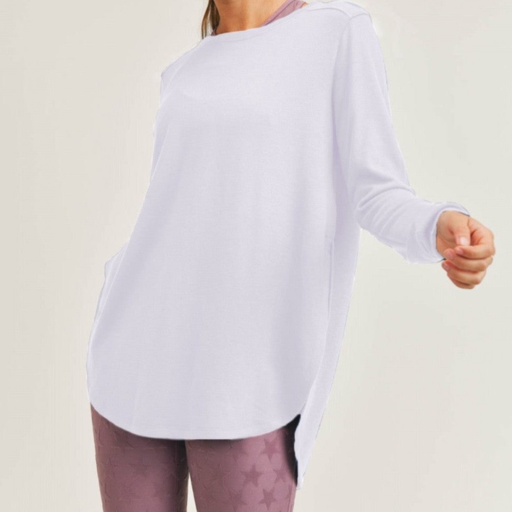 BOUTIQUE SIDE SLIT LONG SLEEVE TOP
